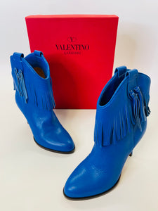 Valentino Garavani Blue Fringe Boots Size 37