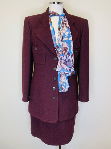 CHANEL Aubergine Jacket With Silver CC Buttons Size 42