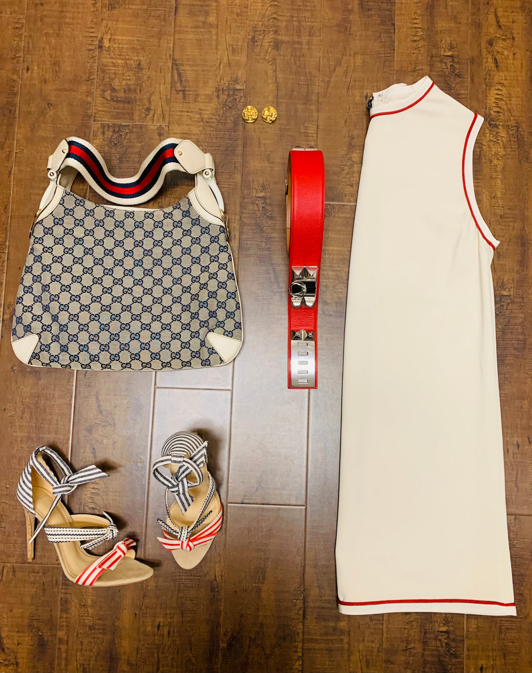 Gucci Ivory and Red Mini Dress Size 40