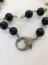 Load image into Gallery viewer, Rainey Elizabeth Pearl, Onyx and Diamond Necklace