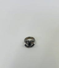 Load image into Gallery viewer, CHANEL Silver and Crystal CC Ring Size 6.75
