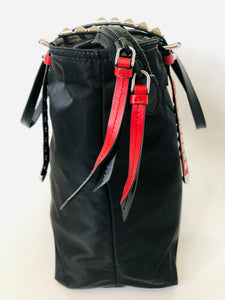 Prada Black Tessuto Tote Bag Leather Pony-style calfskin Nylon Cloth  ref.597781 - Joli Closet