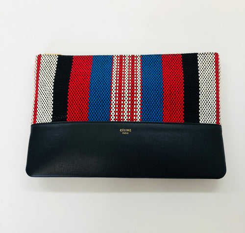 Celine Leather and Textile Pouch