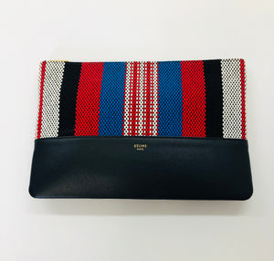 Celine Leather and Textile Pouch