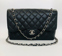 Load image into Gallery viewer, CHANEL Large Black Caviar Leather Classic Double Flap Bag