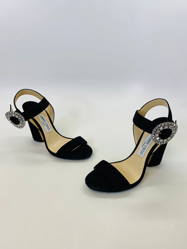 Jimmy Choo Black Maysa 85 Sandals Size 38 1/2