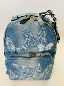 Valentino Garavani Denim Embroidered Butterflies Backpack