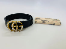 Load image into Gallery viewer, Gucci Black Leather Double G Belt Size 85/34