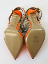 Load image into Gallery viewer, Valentino Garavani Neon Orange Leather Rockstud Slingbacks size 39 1/2