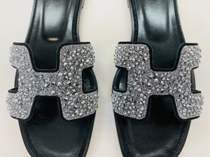 Hermès Black Oran Beaded Sandal Size 40
