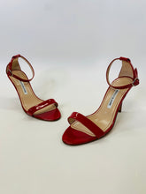 Load image into Gallery viewer, Manolo Blahnik Red Patent Leather Chaos 95mm Sandals Size 39 1/2