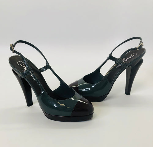 CHANEL Color Block Slingback Pumps size 39