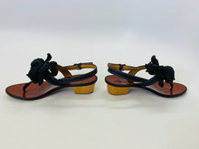 Load image into Gallery viewer, Lanvin Black Flower Petal Sandals Size 37