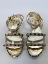 Load image into Gallery viewer, Valentino Garavani Gold Flat Rockstud Sandals Size 37