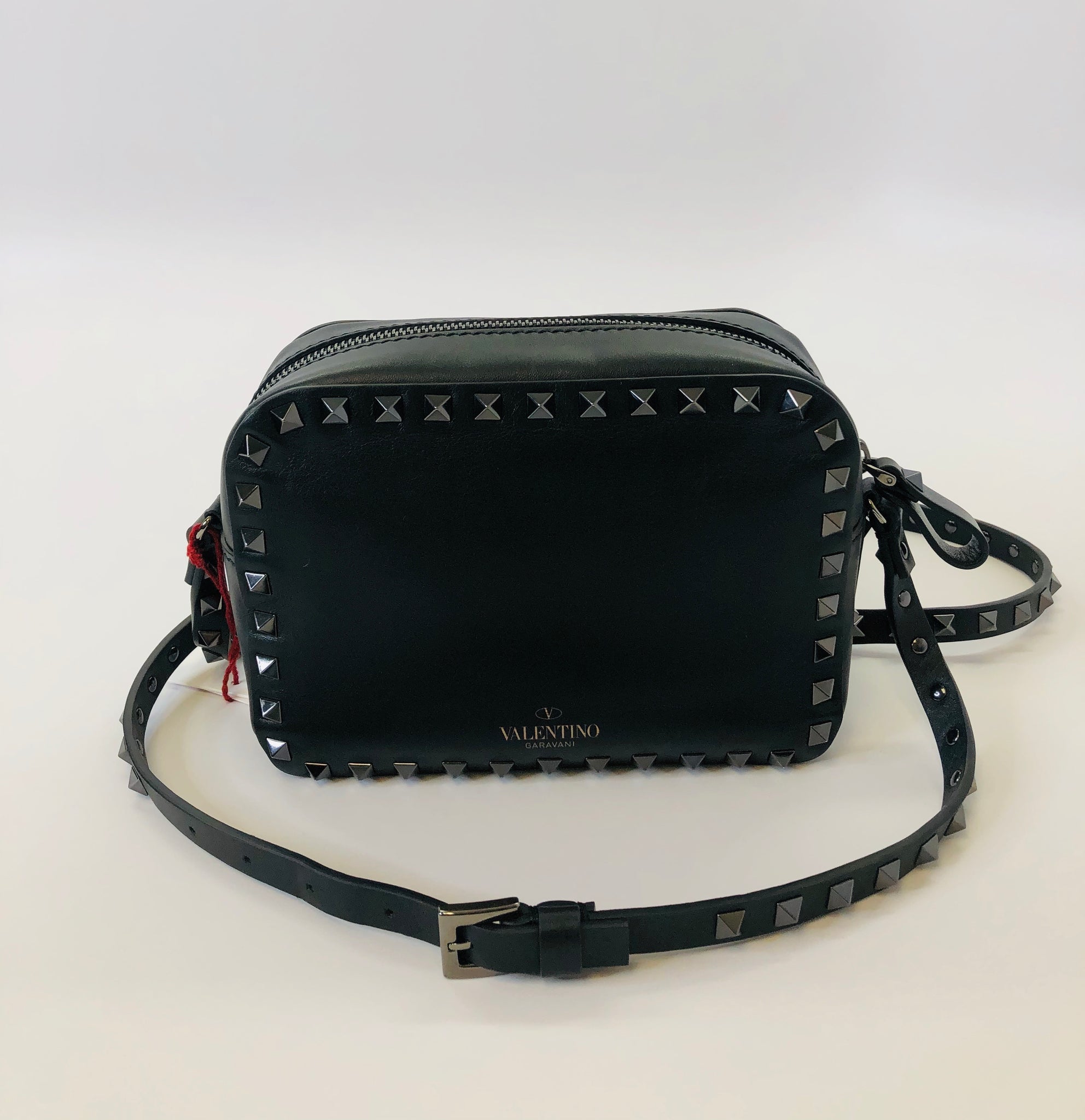 VALENTINO, Rockstud Leather Camera Bag in Black