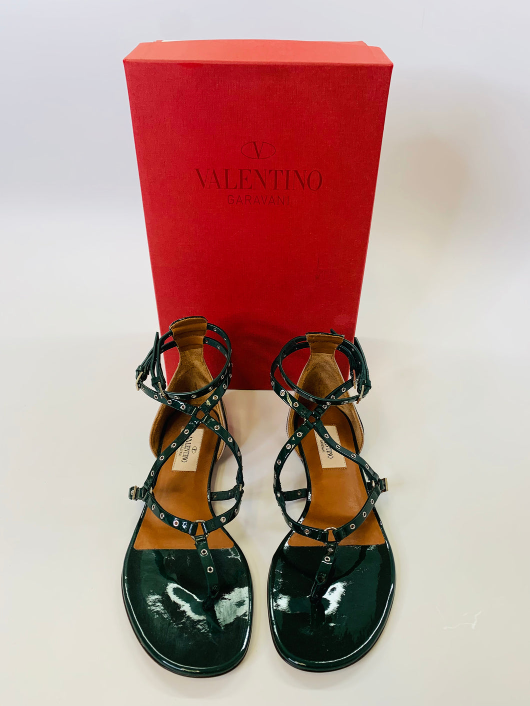 Valentino Garavani Green Strappy Thong Sandal Size 37