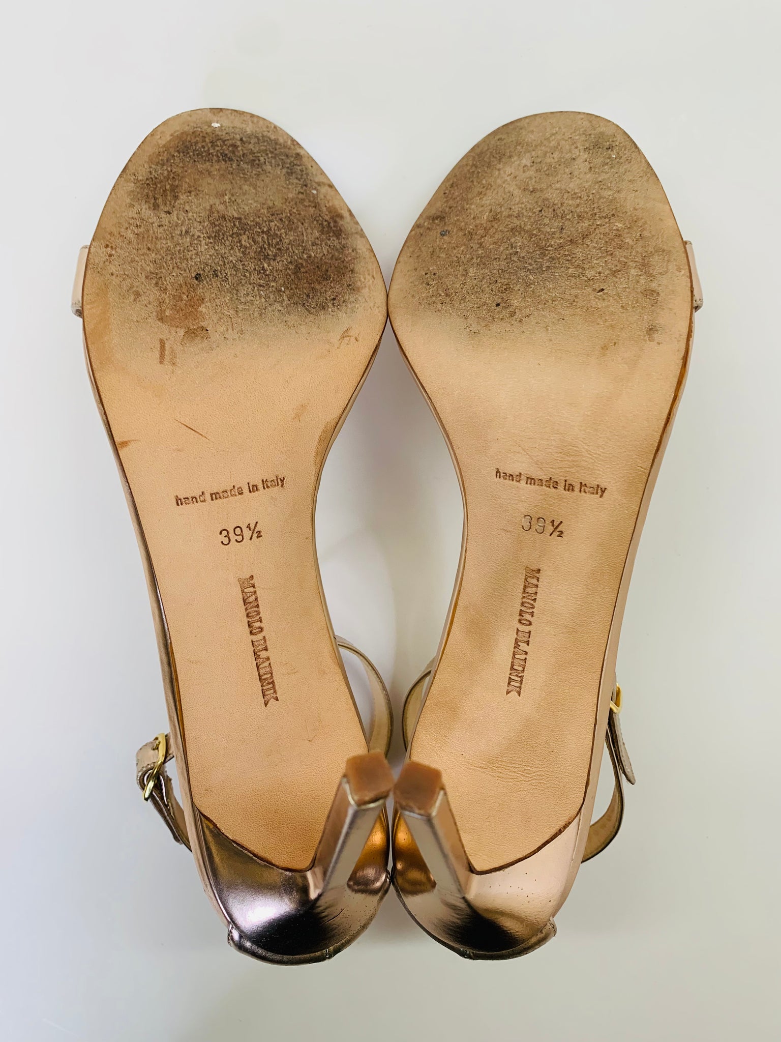 Manolo Blahnik Rose Gold Leather Chaos 95mm Sandals Size 39 1/2 Manolo Blahnik Rose Gold Leather Chaos 95mm Sandals Size 39 1/2