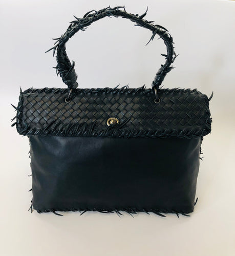 Bottega Veneta Navy Blue Fringe Trim Bag