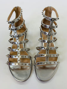 Valentino Garavani Silver Rockstud Sandals Size 35 1/2