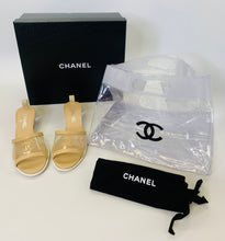 Load image into Gallery viewer, CHANEL Beige Leather and PVC Mules Size 38 1/2