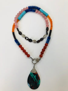 Rainey Elizabeth Long Multicolor Stone Necklace