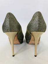 Load image into Gallery viewer, Jimmy Choo Gold Peep Toe Pumps Size 38