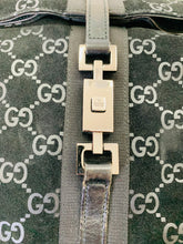 Load image into Gallery viewer, Gucci Vintage Jackie Black GG Suede Flap Bag