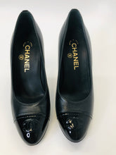 Load image into Gallery viewer, CHANEL Black CC Toe Pumps size 35 1/2