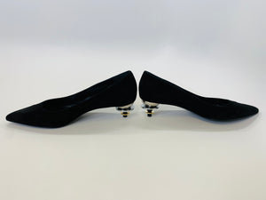 Hermès Black Suede with Metal Heel Pump Size 40
