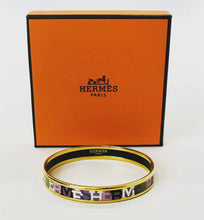 Load image into Gallery viewer, Hermès Small Enamel and Gold Metal Bangle Size 62