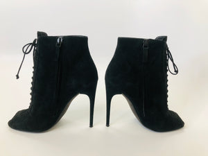 Tom Ford Black Suede Peep Toe Booties size 39 1/2
