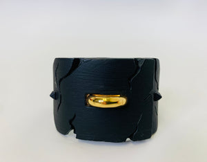 Valentino Garavani Black and Gold Cuff Size Small