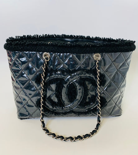 CHANEL Black Tweed Tote Bag