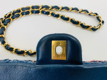Load image into Gallery viewer, CHANEL Medium Flap Bag in Blue Multicolor Tweed and Matte Gold Hardware