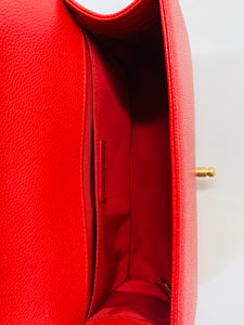 CHANEL Red Caviar Leather Medium Boy Bag