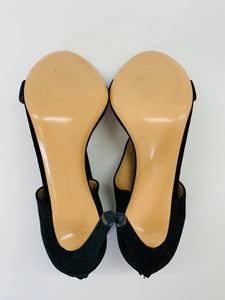 Salvatore Ferragamo Black Suede Zip Back Sandals Size 9