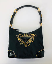 Load image into Gallery viewer, Prada Black Shoulder Bag with Gold Grommets