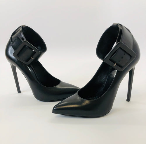 Saint Laurent Black Ankle Wrap Pumps size 39