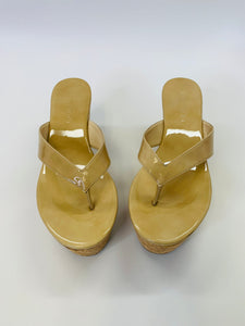 Jimmy Choo Nude Platform Thong Sandals Size 39 1/2