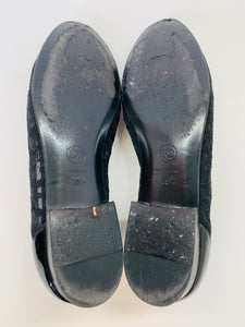 CHANEL Black Lace Ballerina Flats Size 38 1/2