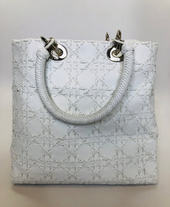 Christian Dior Blanc Lady Dior Medium Tote Bag