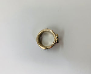 CHANEL Gold and Crystal CC Ring Size 7