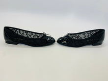Chanel Black Leather Bow CC Cap Toe Ballet Flats Size 41