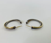 Load image into Gallery viewer, David Yurman Sterling Silver and Gold The Crossover Collection Hoop Earrings