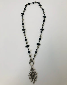 Rainey Elizabeth Black Onyx, Tourmaline and Pyrite Long Necklace
