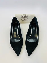 Load image into Gallery viewer, Hermès Black Suede with Metal Heel Pump Size 40