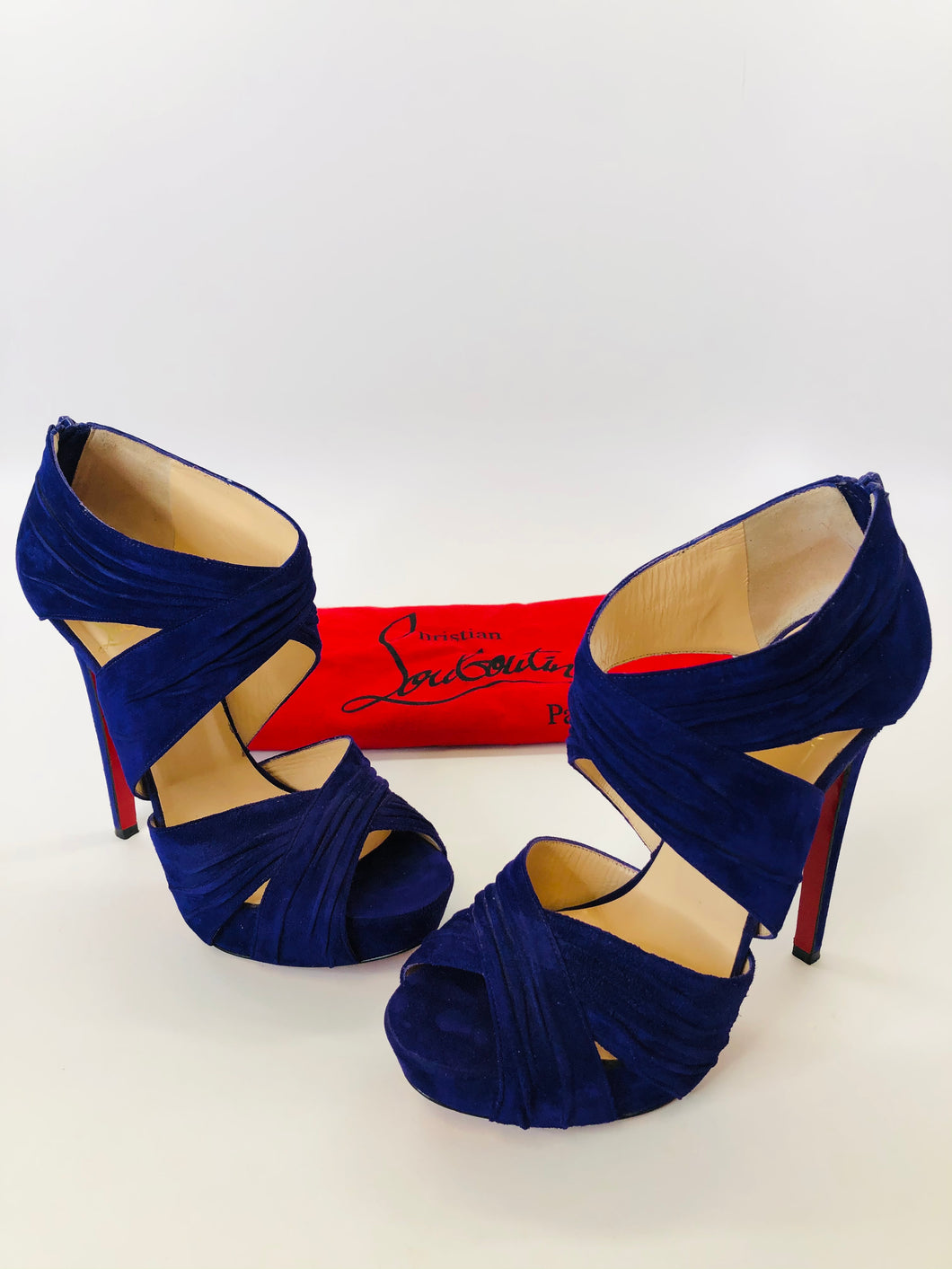 Christian Louboutin Peep Toe Back Zip Sandals Size 37 1/2