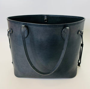 Louis Vuitton Black Epi Neverfull MM and Pouch