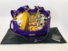 Load image into Gallery viewer, Versace Collaboration With Tim Roeloffs Purple Leather and Printed Fabric Kiss Bag