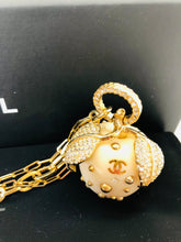 Load image into Gallery viewer, CHANEL Gold CC Strass Crystal Apple Charm Bracelet
